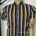 Camisa casual plena de algodón de stripe para hombre